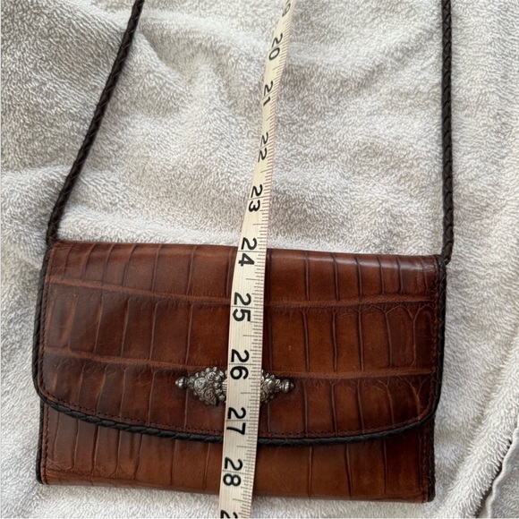 Brighton Convertible Croc Leather Crossbody Organizer Bag Wallet Brown - Picture 13 of 13